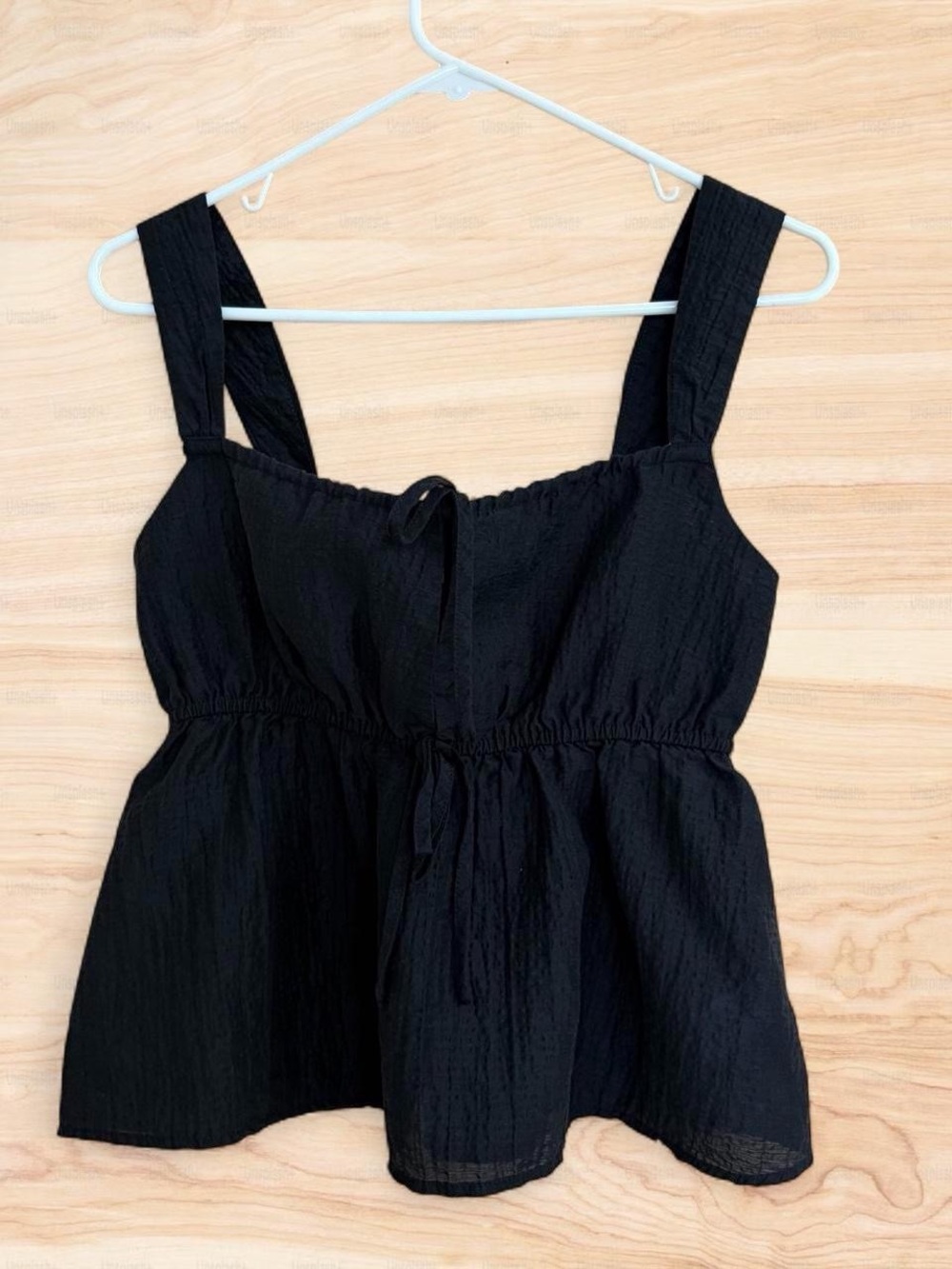 A New Day Black Sleeveless Tie-Front Peplum To, XS
